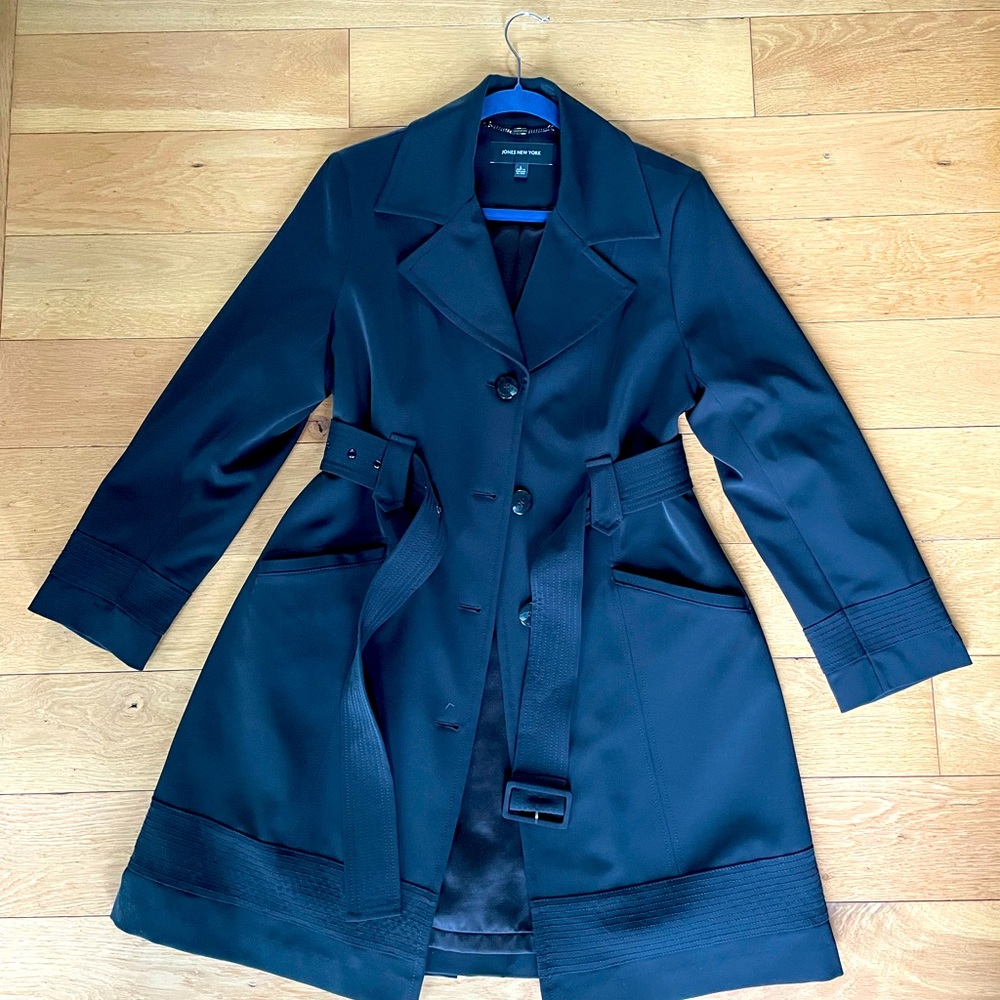 Jones New York Trench Raincoat, black size L